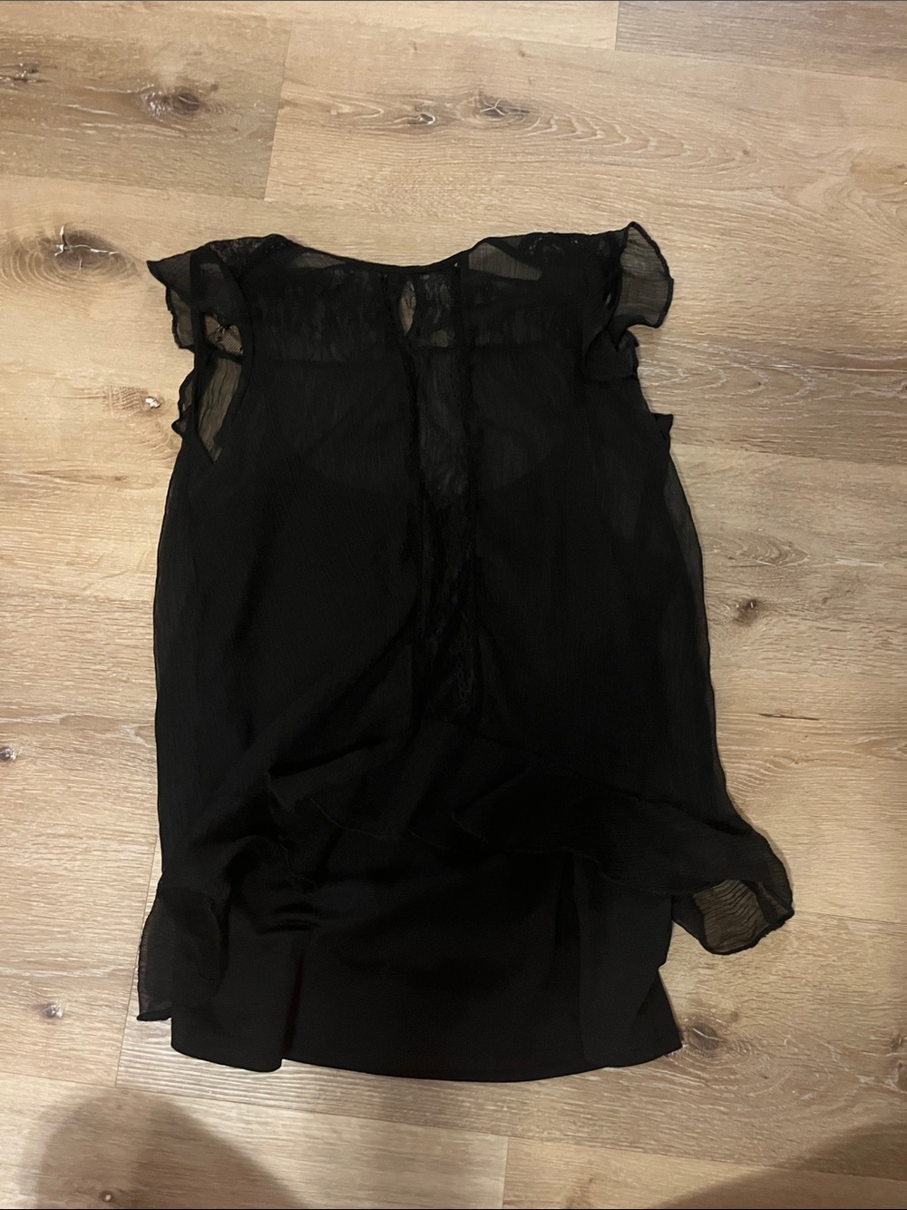 Black Sheer Flutter Sleeve Women’s Top